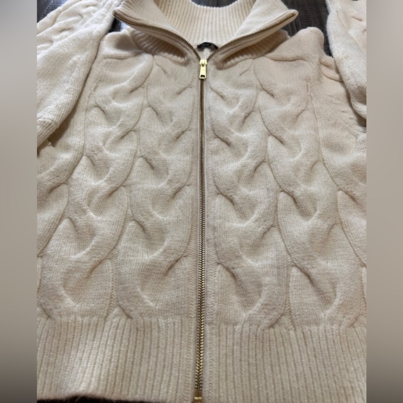 Talbots Cream Cowl Neck Cardigan Zip Up Sweater - Picture 8 of 13